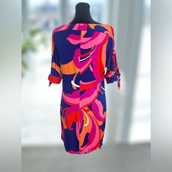🔥🔥 TRINA TURK Vinet Scrolling Floral Three-quarter Sleeve Dress Size XS - Picture 7 of 16